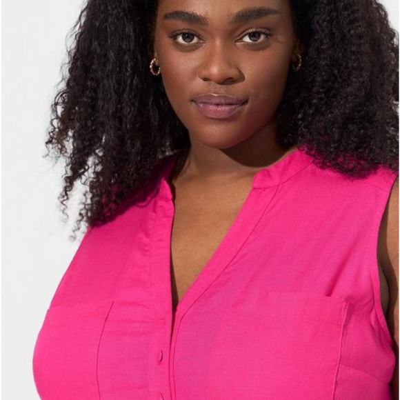 NWT Torrid Harper Linen Pullover Tank Size 2x pink peacock - Picture 4 of 7